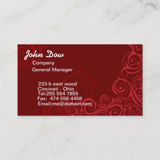 王室のな赤は花模様カット渦巻きます 名刺 (正面)