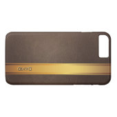 王室のな金ゴールドのストライプの名前をカスタムするの革背景 Case-Mate iPhoneケース (裏面(横))