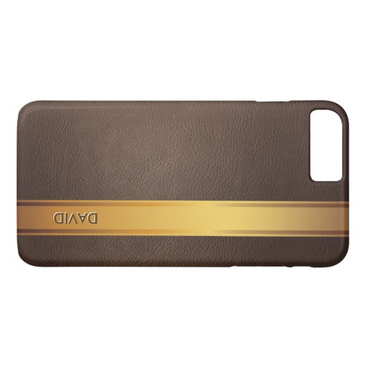 王室のな金ゴールドのストライプの名前をカスタムするの革背景 Case-Mate iPhoneケース (裏面(横))