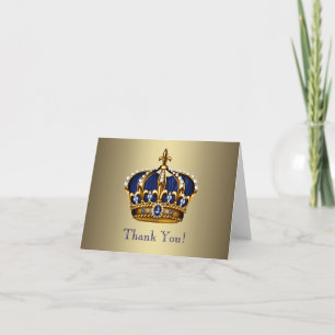 王室のなCrown濃紺の金ゴールドの王子のサンキューカード サンキューカード
