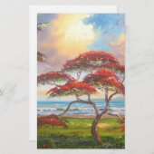 王室のなPoincianaの木の絵画 便箋 (正面/裏面)