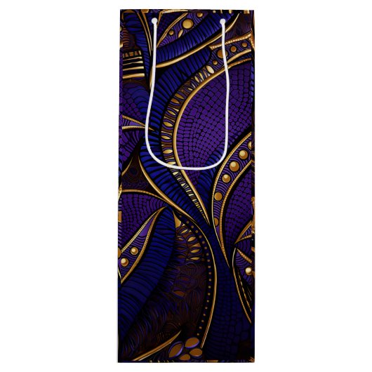 王室のアフロワックスパターン ワインギフトバッグ (正面)