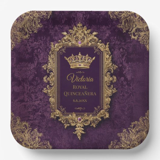 王室のアメジストキンセアニラカスタム ペーパープレート (正面)