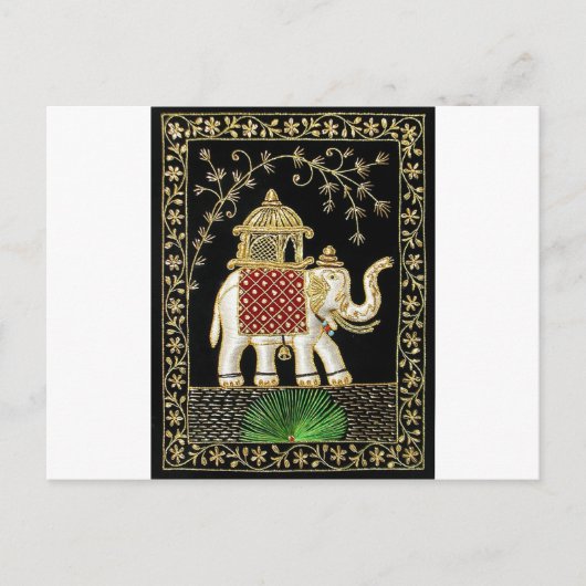王室のインディアンゾウ乗りザリアート ポストカード (正面)