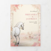 王室のインディアンパレスオールインワンインディアン結婚 三つ折り招待状 (カバー)