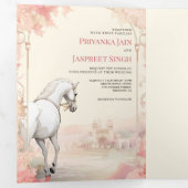 王室のインディアンパレスオールインワンインディアン結婚 三つ折り招待状 (内部最初)