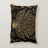王室のインディアンラグジュアリーブラック&金ゴールド アクセントクッション (裏面(縦))