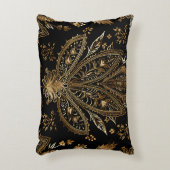 王室のインディアンラグジュアリーブラック&金ゴールド アクセントクッション (正面(垂直))