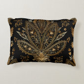 王室のインディアンラグジュアリーブラック&金ゴールド アクセントクッション (裏面)