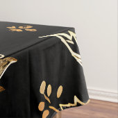 王室のインディアンラグジュアリーブラック&金ゴールド テーブルクロス (インサイチュ)