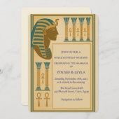 王室のエジプトのファラオのモチーフ蓮金ゴールド 招待状 (正面/裏面)