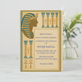 王室のエジプトのファラオのモチーフ蓮金ゴールド 招待状 (スタンド正面)