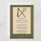 王室のエジプト金ゴールド結婚ズ 招待状 (正面)