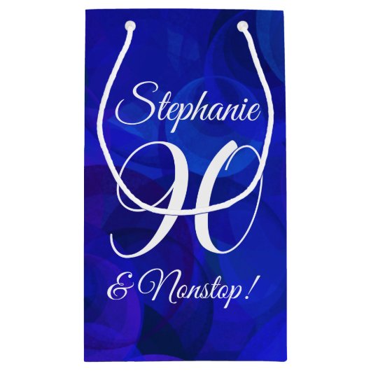 王室のエレガントブルー90と非ストップ生誕生会 スモールペーパーバッグ (裏面)