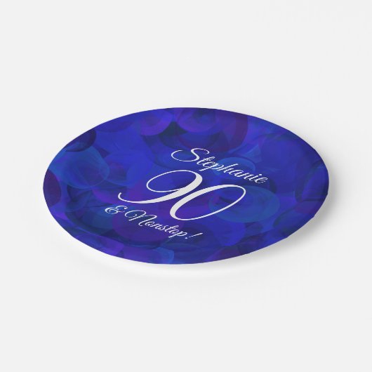 王室のエレガントブルー90と非ストップ生誕生会 ペーパープレート (アングル)