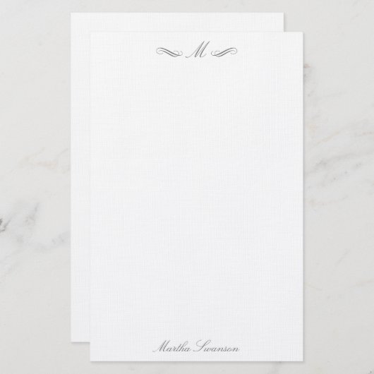 王室のエレガントラグジュアリースモキーグレイパーソナライズされた 便箋 (正面/裏面)