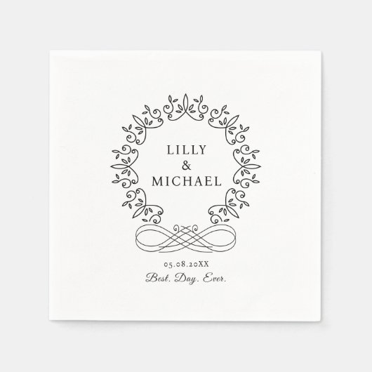 王室のエレガント最高の日結婚前 スタンダードカクテルナプキン (正面)