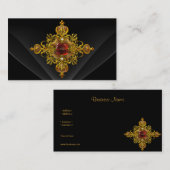 王室のエレガント金ゴールドリッチ赤黒華美宝石2 名刺 (正面/裏面)