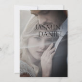 王室のエレガント青のミニマル写真結婚の セーブザデート (裏面)