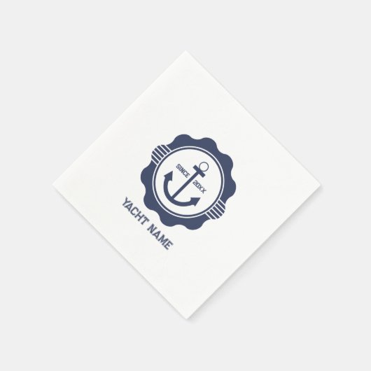 王室のカスタマイズ航海の可能な青いボートいかり スタンダードカクテルナプキン (角)