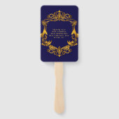 王室のクラウンブルーと金ゴールドが結婚花開く ハンドファン (裏面)