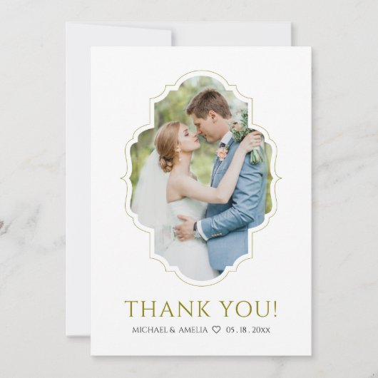 王室のクラシック金ゴールド結婚のフラットサンキューカード サンキューカード (正面)