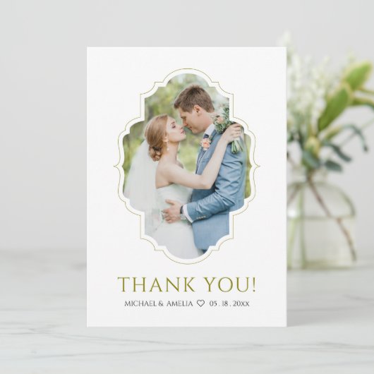 王室のクラシック金ゴールド結婚のフラットサンキューカード サンキューカード (スタンド正面)