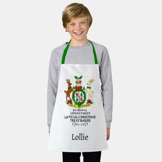 王室のクリスマストリートベーカーカスタムキッズエプロン エプロン (着用した状態)