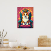 王室のコルギと王冠 – アおもしろいポップ・アートのート ポスター (キッチン)