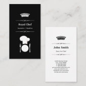 王室のシェフ – プロフェッショナルモダン白黒 名刺 (正面/裏面)