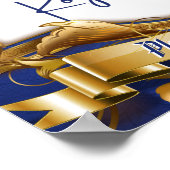 王室のスイーツブルー&金ゴールドエレガントキャンディビュッフェサイン ポスター (角)