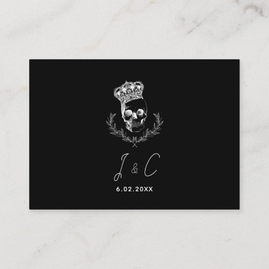 王室のスカルウェディングRSVP エンクロージャーカード (裏面)
