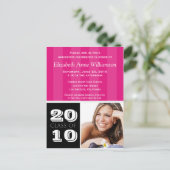 王室のストライプ卒業発表（ピンク） インビテーションポストカード (スタンド正面)