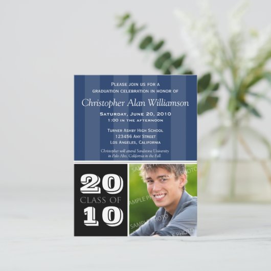 王室のストライプ卒業発表（海軍） インビテーションポストカード (スタンド正面)