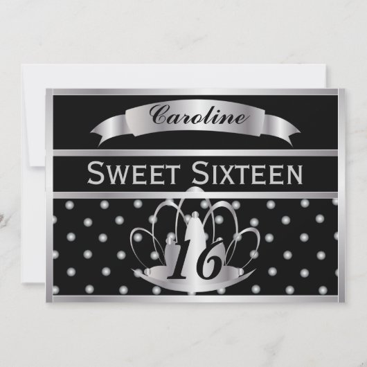 王室のティアラSweet sixteen招待状カスタマイズ 招待状 (正面)