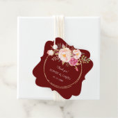 王室のバーガンディーピンクの花の金ゴールドフレーム結婚ズ フェイバータグ (インサイチュ)