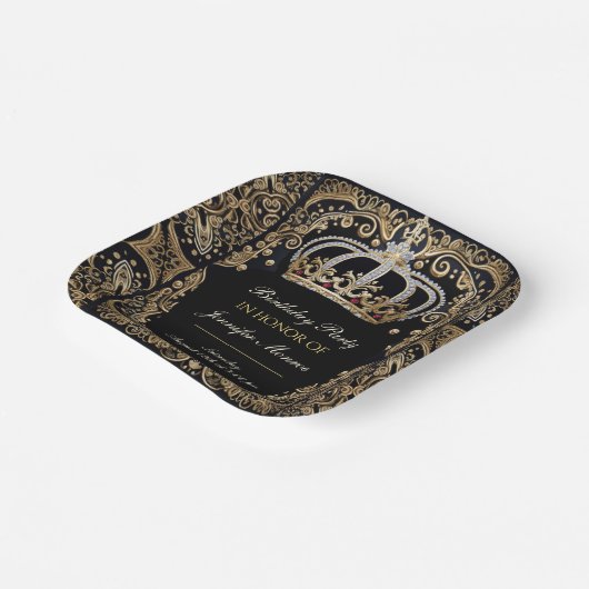 王室のバースデーパーティークラウン華美招待状 ペーパープレート (傾斜あり)