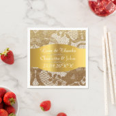 王室のパーソナライズされたゴールデン結婚グンギー スタンダードカクテルナプキン (インサイチュ)