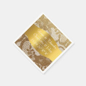 王室のパーソナライズされたゴールデン結婚グンギー スタンダードカクテルナプキン (角)