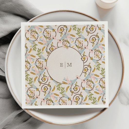 王室のビクトリアンエレガント結婚フローラ スタンダードカクテルナプキン