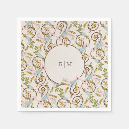 王室のビクトリアンエレガント結婚フローラ スタンダードカクテルナプキン (正面)