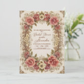 王室のビクトリアンフローラオーナメントブライダルシャワー 招待状 (スタンド正面)