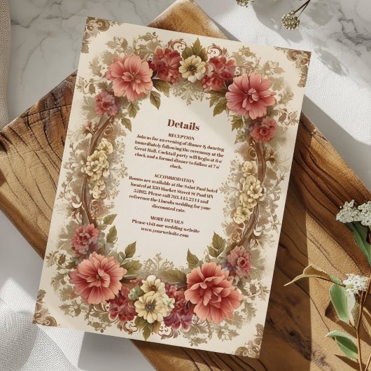 王室のビクトリアンフローラ結婚オーナメント エンクロージャーカード