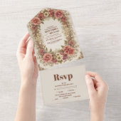 王室のビクトリアンフローラ結婚オーナメント オールインワン招待状 (貼ってはがせる)