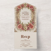 王室のビクトリアンフローラ結婚オーナメント オールインワン招待状 (内側)