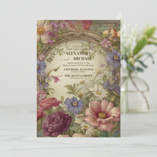 王室のビクトリアン庭園の結婚式 招待状 (スタンド正面)