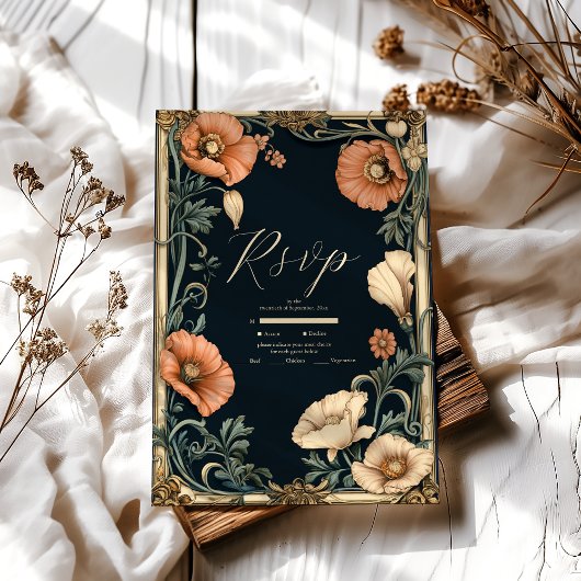 王室のビクトリアン結婚お洒落結婚フローラ 出欠カード