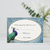 王室のピーコックブルーRSVPカード 出欠カード (スタンド正面)