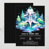 王室のファンタジープリンセス誕生日 招待状 (正面/裏面)