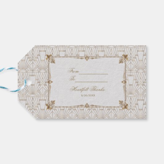 王室のフルーアデリスアールデコ金ゴールドホワイト20結婚s ギフトタグ (裏面横)